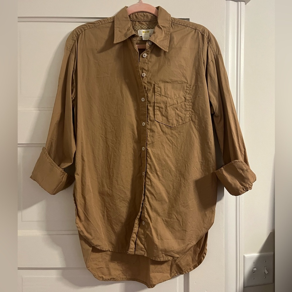 Camel Bennet Button Down Anthropologie Maeve - image 1